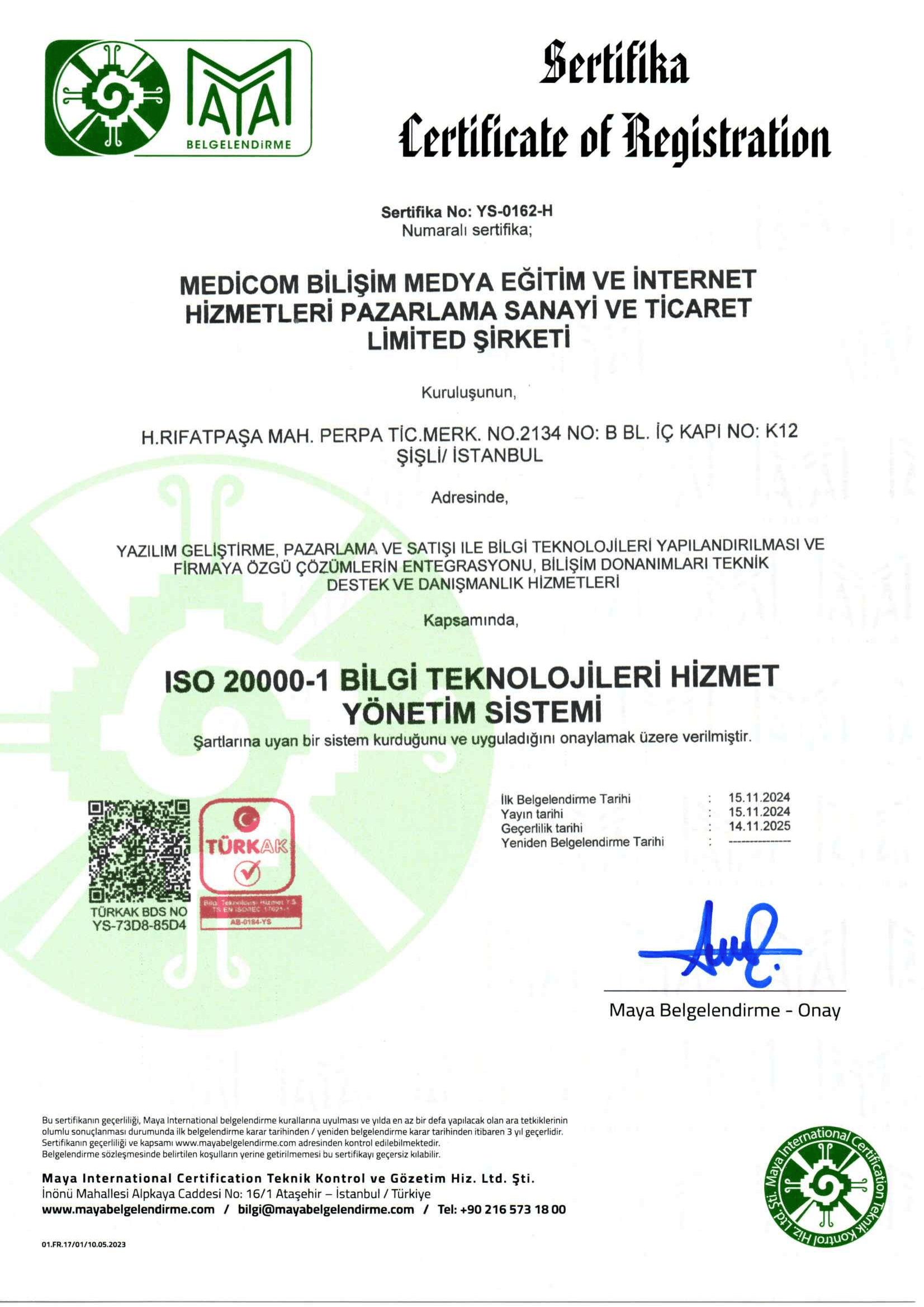 ISO/IEC 20000-1 Sertifika